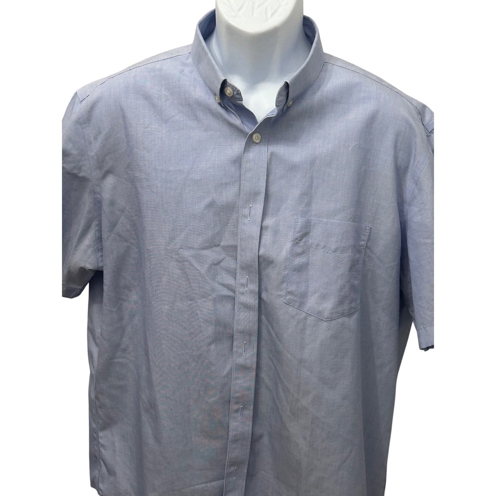 UNTUCKit Hillstowe Short Sleeve Button Down Shirt Men's XL Blue Wrinkle Free